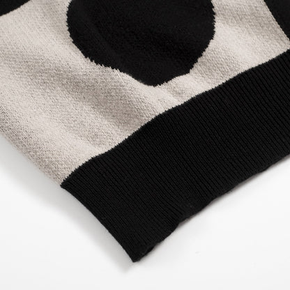 Polo Tricot Vintage Années 1960 pour Hommes – Motif Géométrique Rétro Noir & Gris