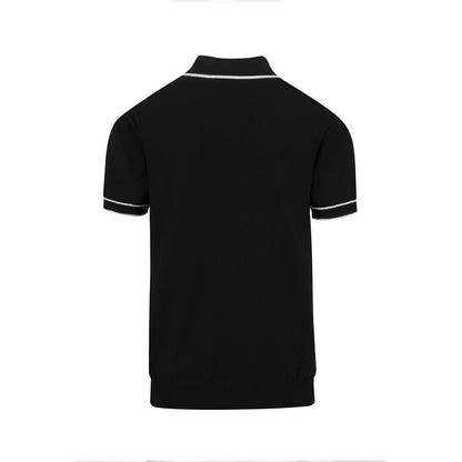 Polo Mod Noir pour Homme des Années 70 – Chemise Tricotée Rétro avec Bord Contrasté