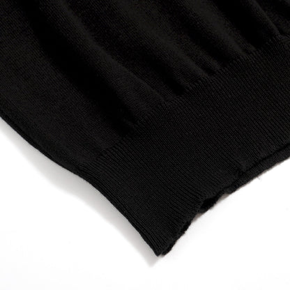 Polo Mod Noir pour Homme des Années 70 – Chemise Tricotée Rétro avec Bord Contrasté