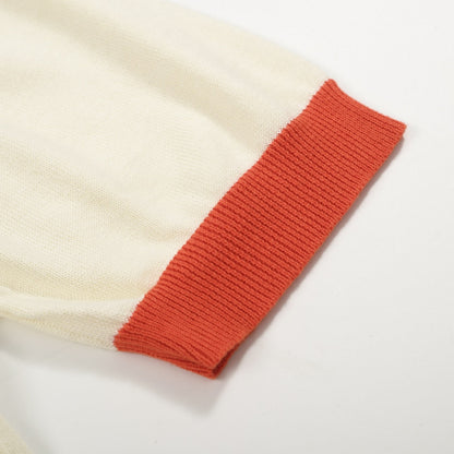 Polo Tricoté Rétro 1972 pour Hommes – Haut Graphique Vintage en Crème, Olive & Orange