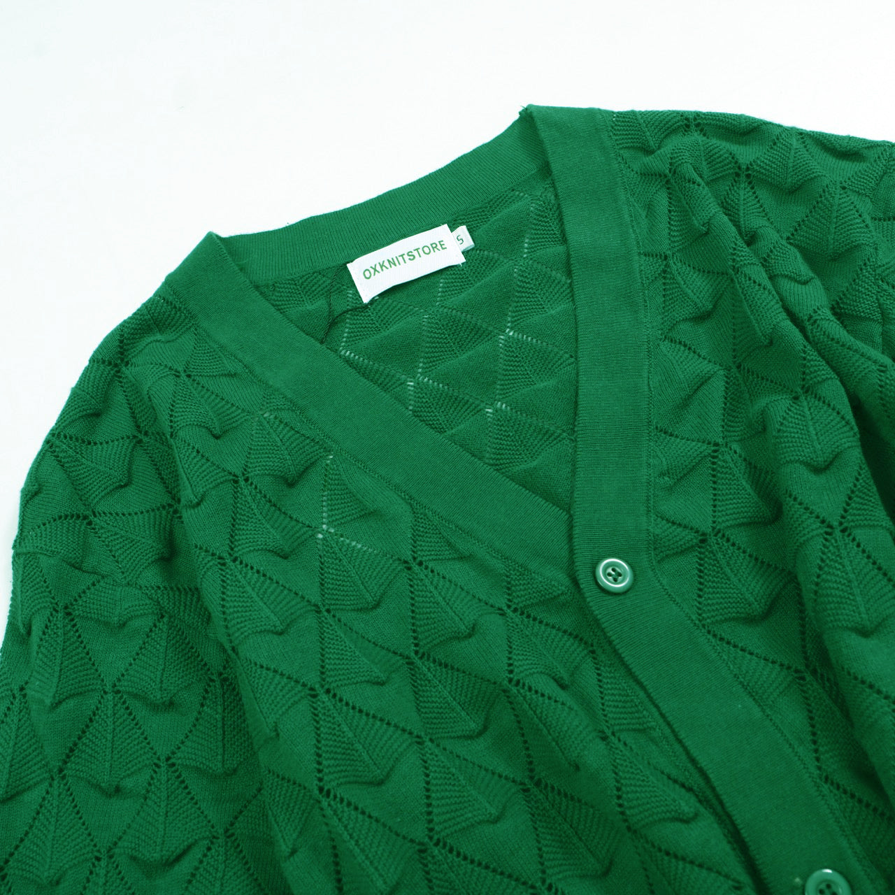 Chemise Cardigan Tricotée Vintage pour Hommes des Années 1970 – Vert Émeraude Rétro à Manches Courtes