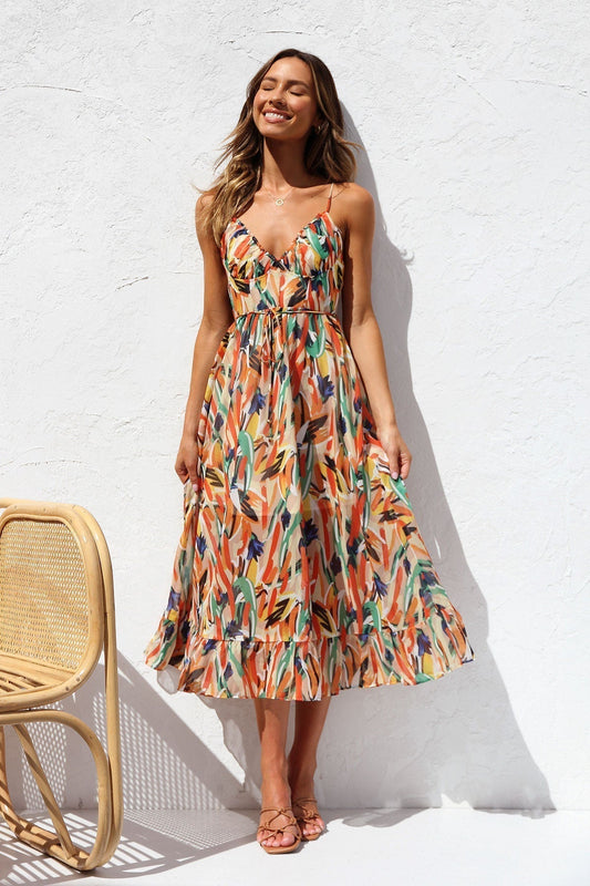 Leia™ | Robe Midi Imprimée Multicolore