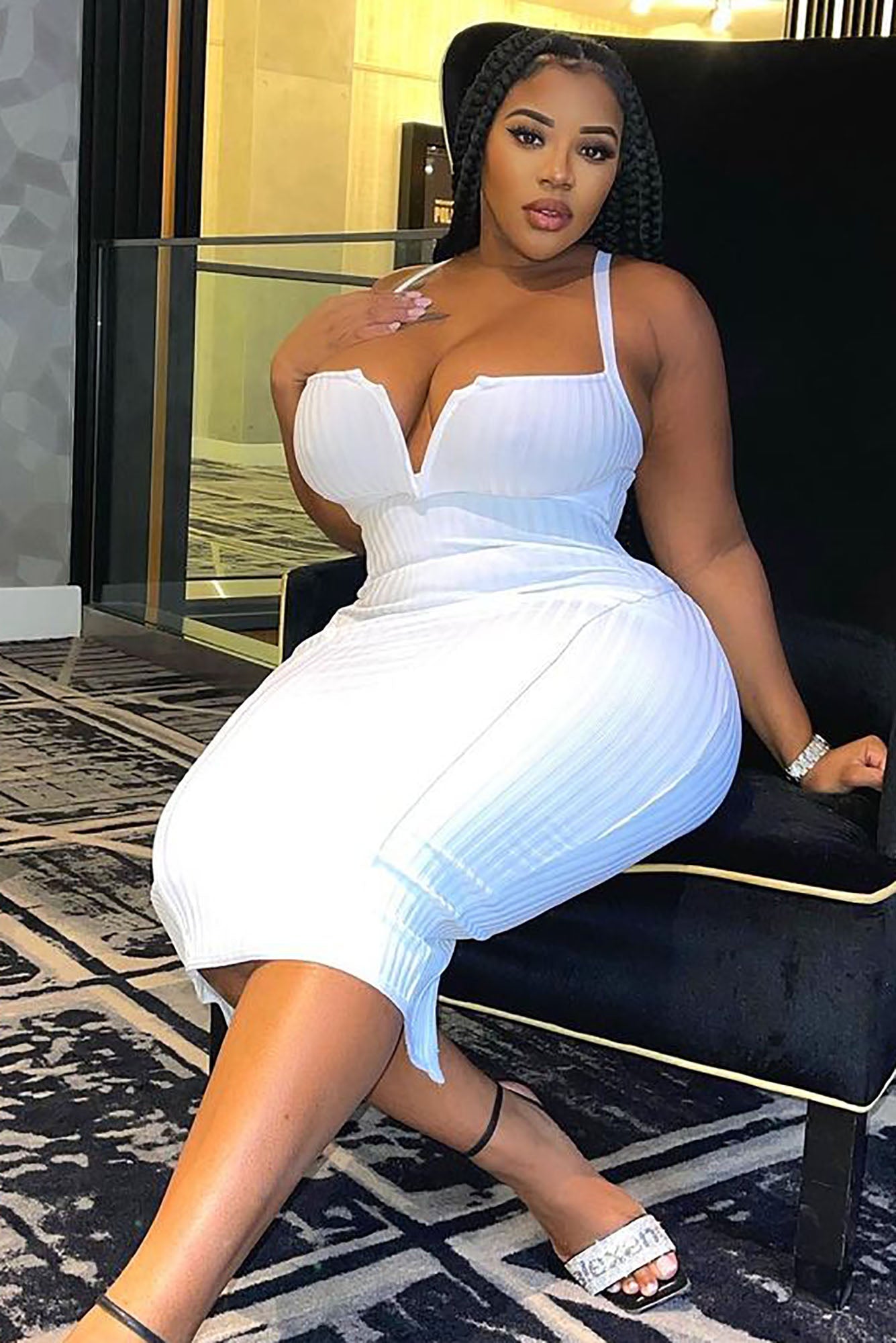 Robe Midi Bandage Misty - Blanche