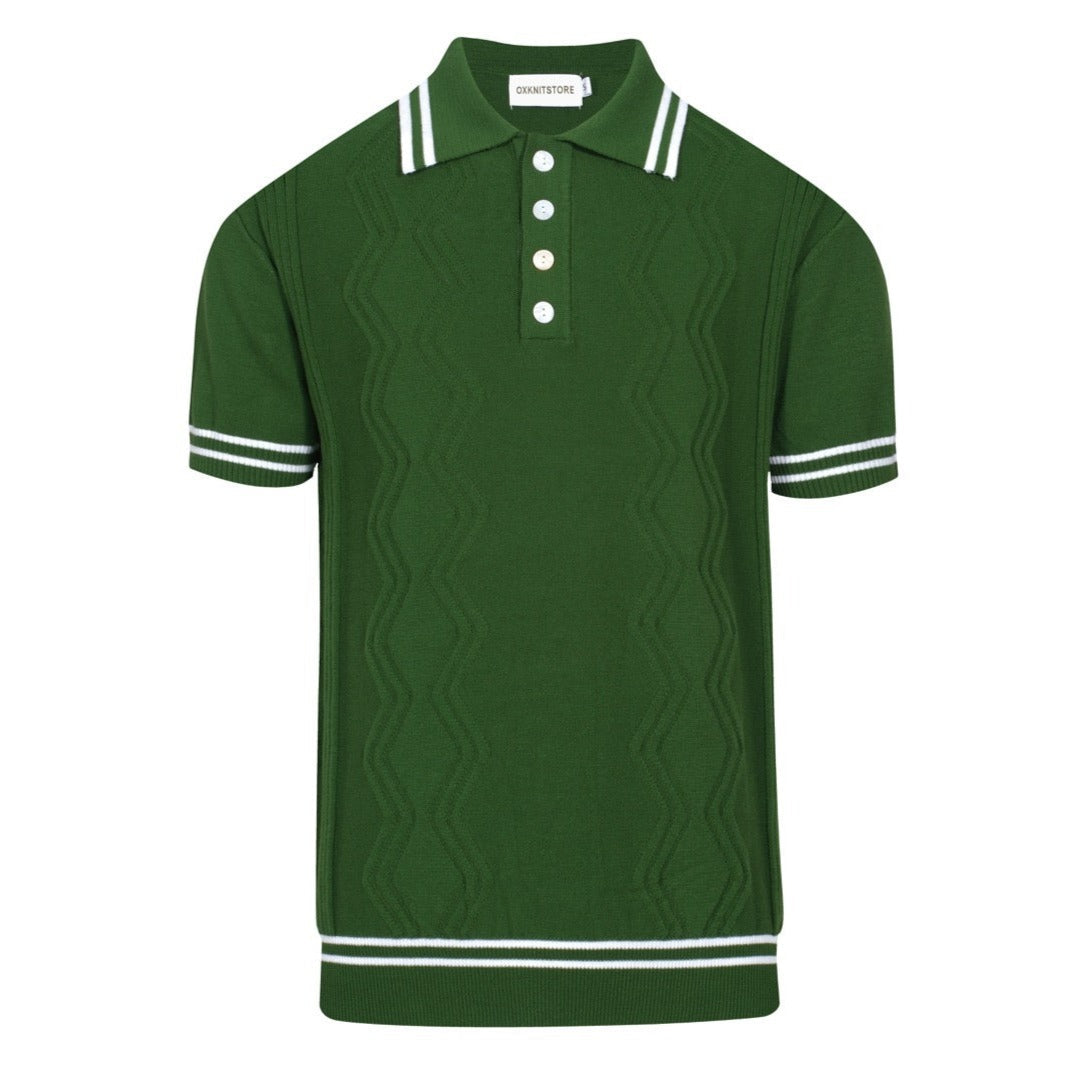 Polo en Tricot Vert Classique pour Homme – Chemise à Manches Courtes Inspirée des Années 60