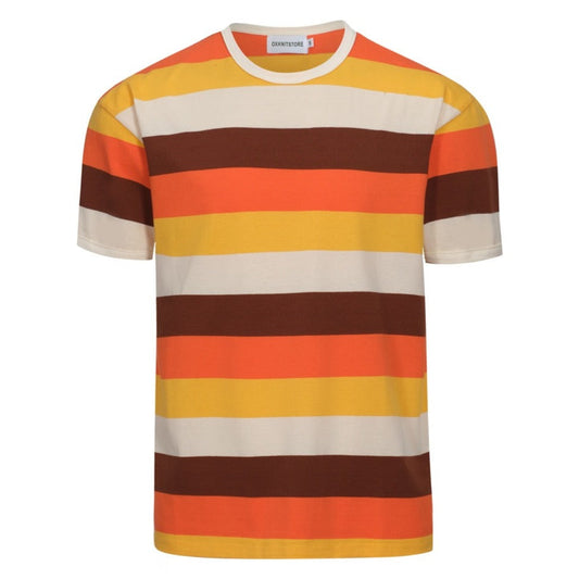 T-shirt rétro rayé coucher de soleil pour hommes – Style vintage des années 1970