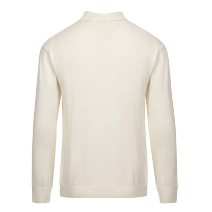 Pull tricoté brodé pour hommes des années 70 – Pull rétro crème avec détail de col floral