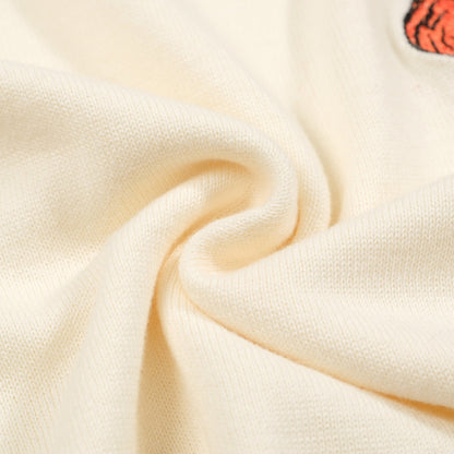 Pull en tricot pour hommes – Animaux brodés avec bord orange