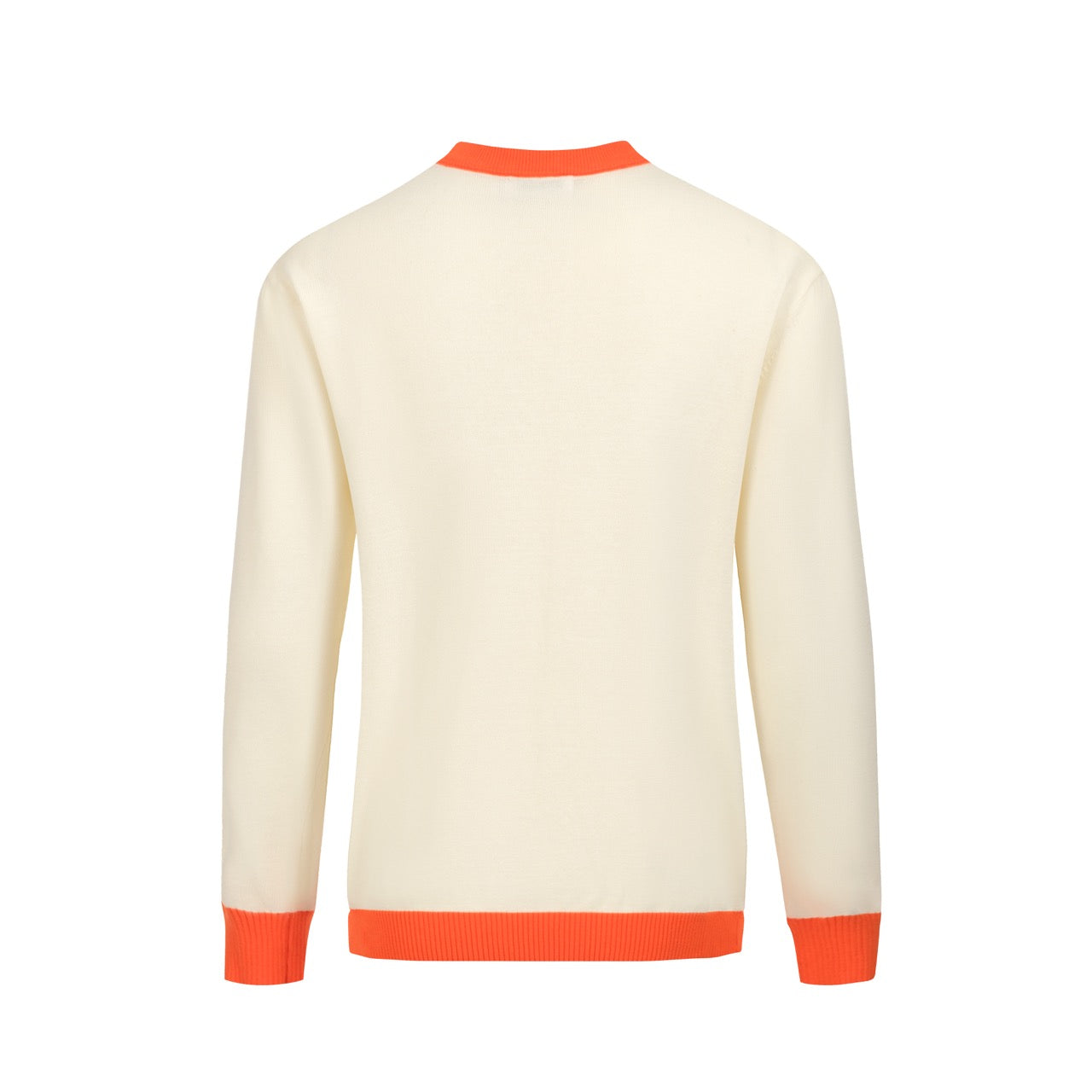 Pull en tricot pour hommes – Animaux brodés avec bord orange