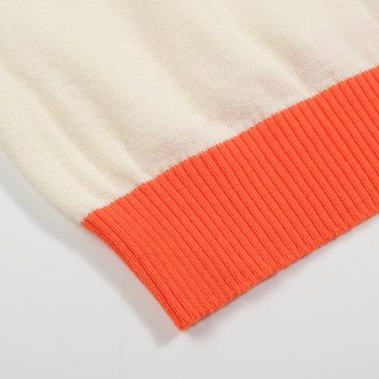 Pull en tricot pour hommes – Animaux brodés avec bord orange