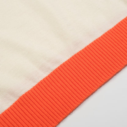 Pull en tricot pour hommes – Animaux brodés avec bord orange