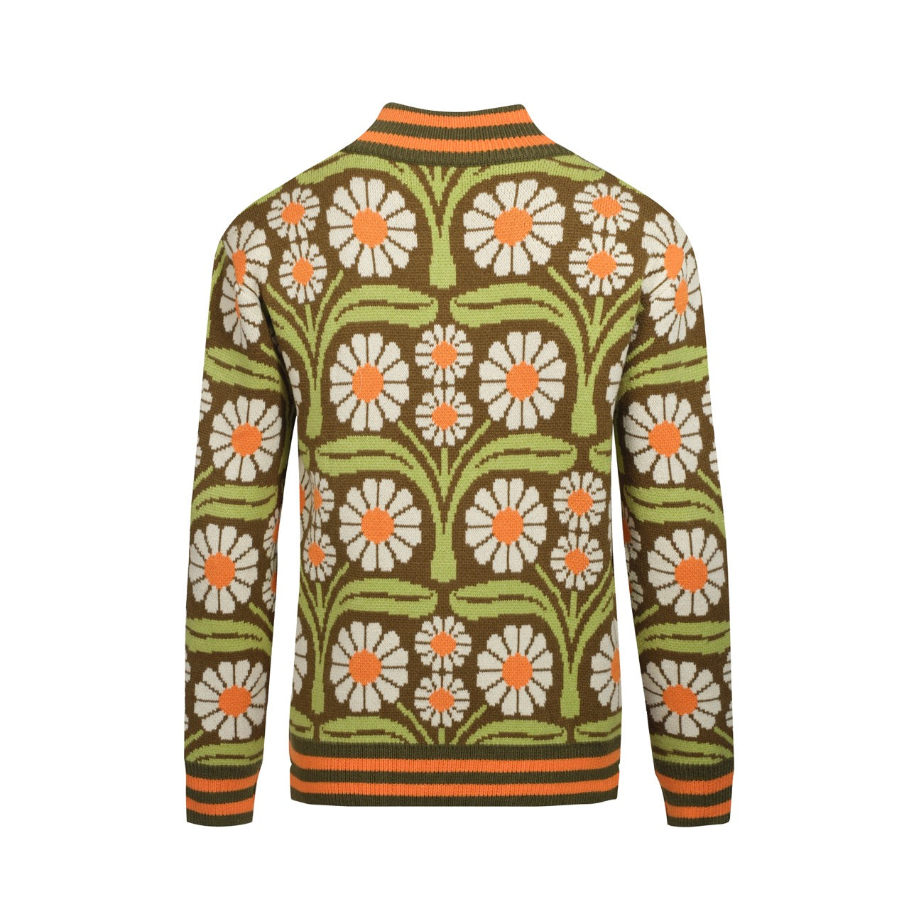 Cardigan tricoté zippé vert olive pour homme