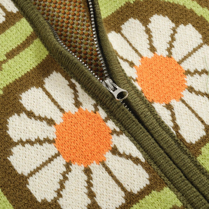 Cardigan tricoté zippé vert olive pour homme