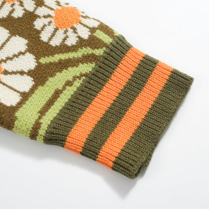 Cardigan tricoté zippé vert olive pour homme