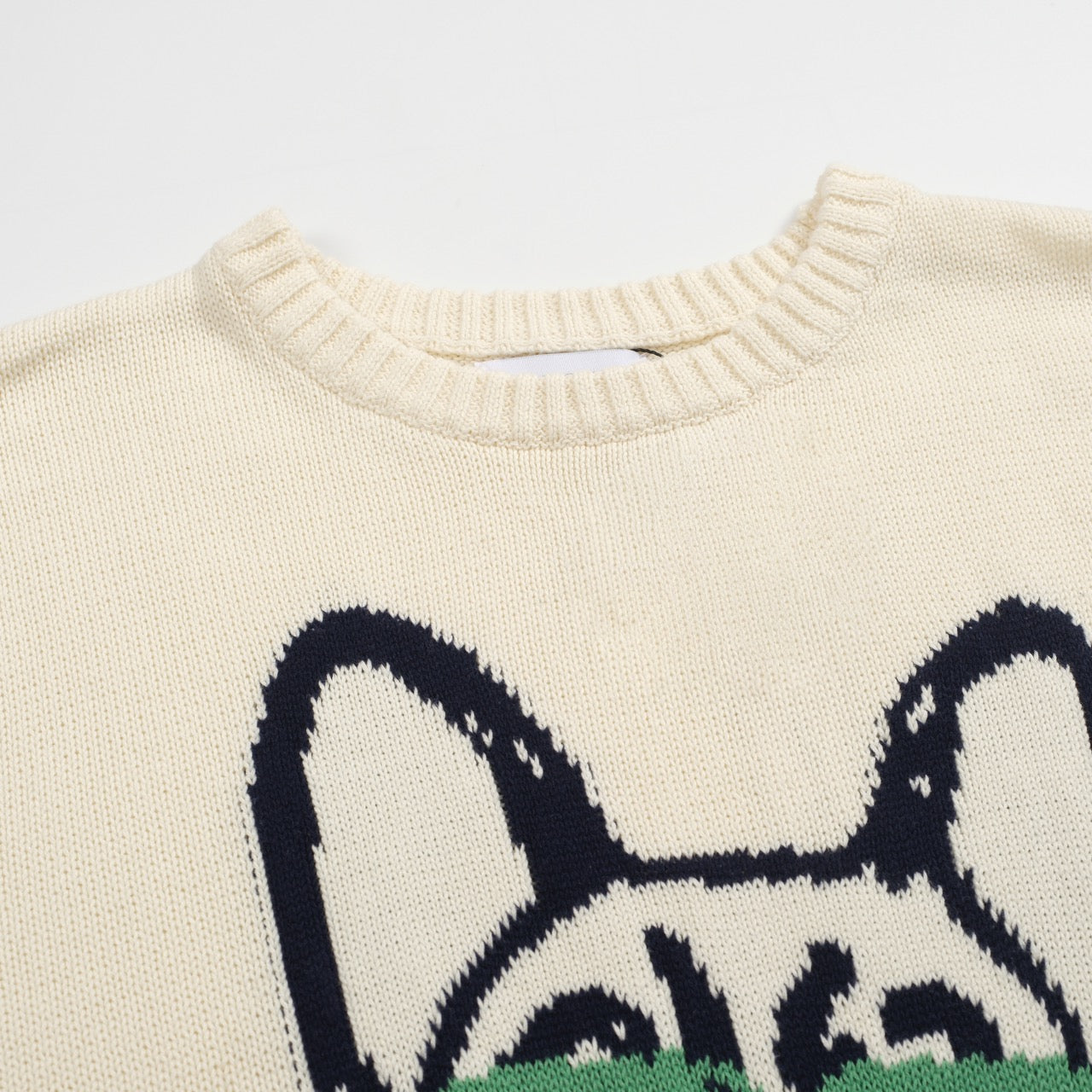 Pull en Tricot Rétro pour Hommes – Pull Crème Vintage avec Graphique de Bouledogue Français et Lunettes