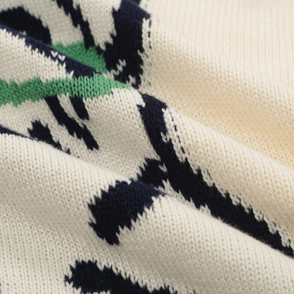 Pull en Tricot Rétro pour Hommes – Pull Crème Vintage avec Graphique de Bouledogue Français et Lunettes