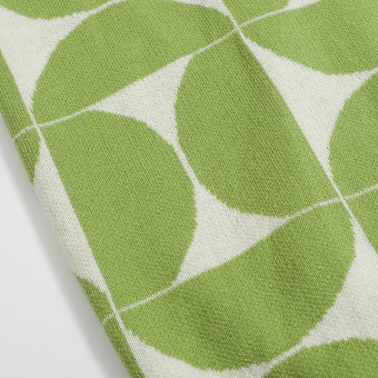 Polo Tricot Retro pour Hommes – Chemise Boutonnée Géométrique Vert Vintage