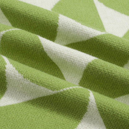 Polo Tricot Retro pour Hommes – Chemise Boutonnée Géométrique Vert Vintage