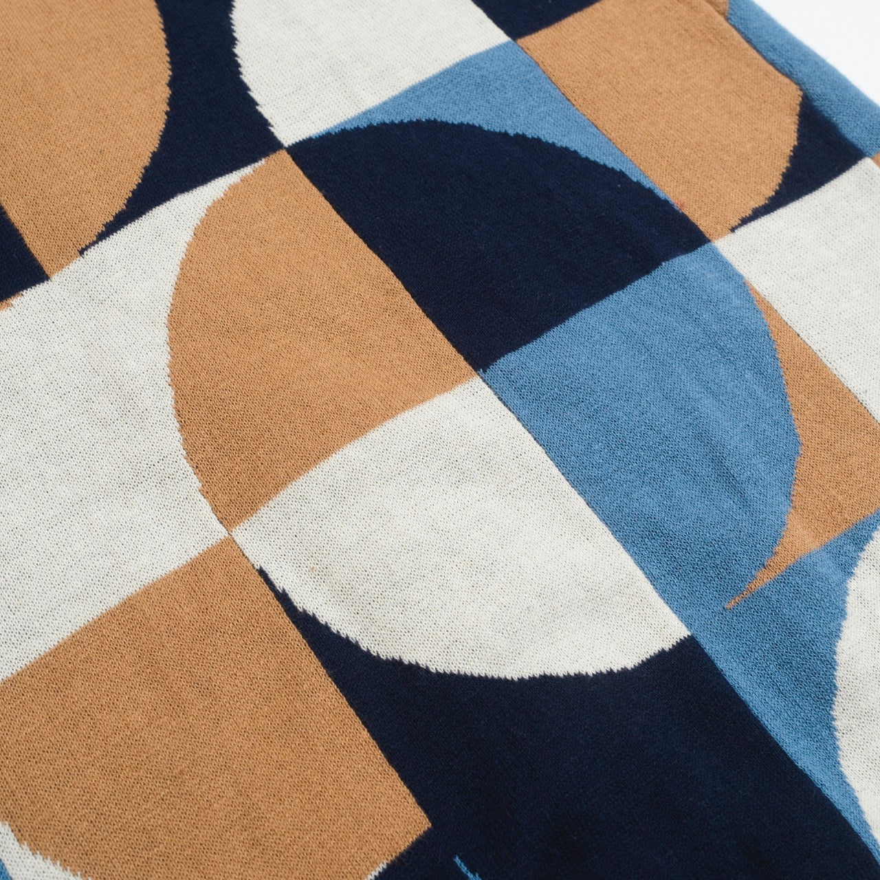 Chemise Tricotée Rétro pour Hommes – Polo Boutonné Géométrique Bleu Vintage