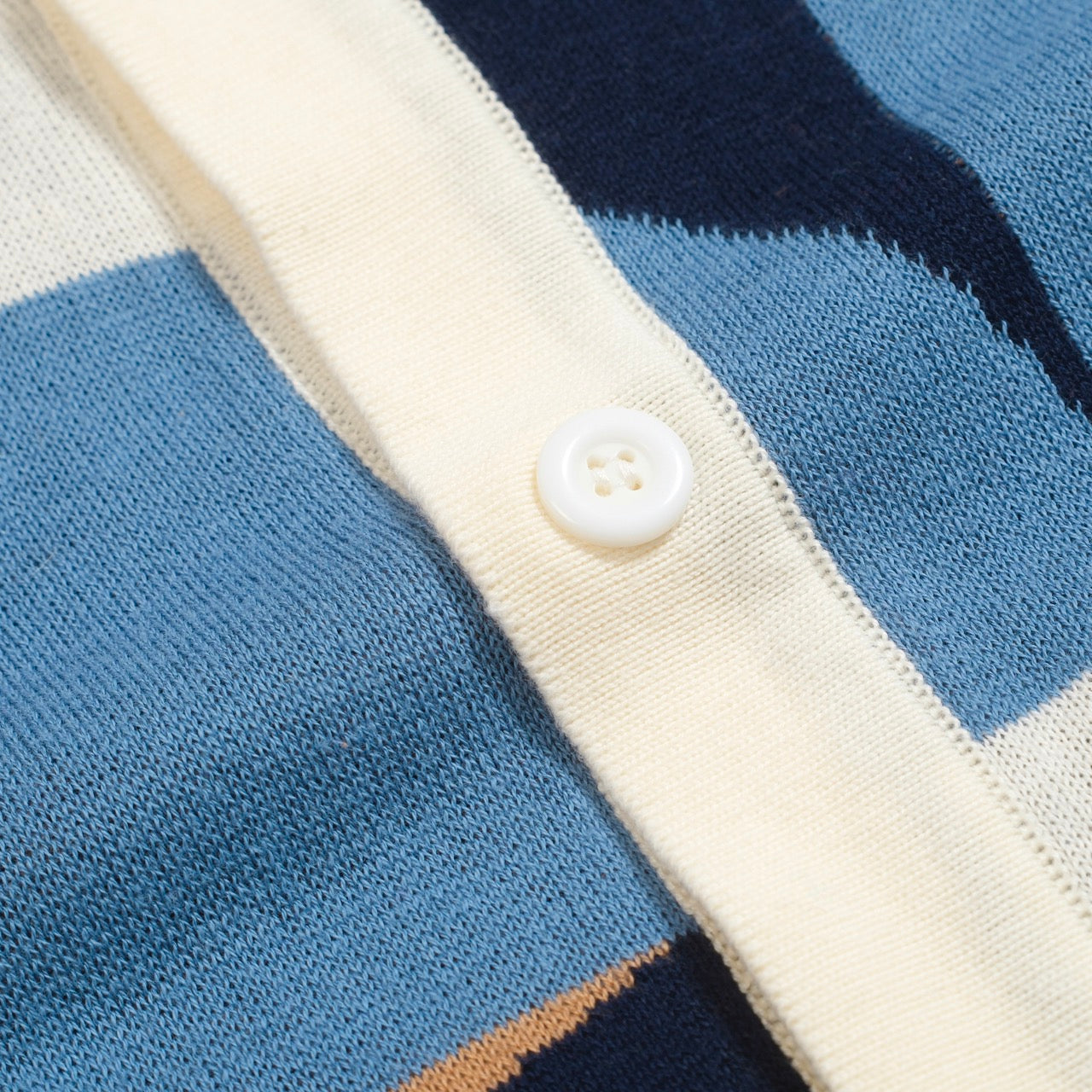 Chemise Tricotée Rétro pour Hommes – Polo Boutonné Géométrique Bleu Vintage