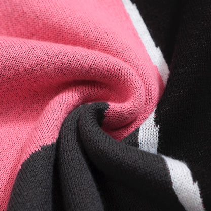 Chemise Tricotée Rétro pour Hommes – Polo Boutonné Rose Vintage avec Graphique d'Oiseau et de Coucher de Soleil