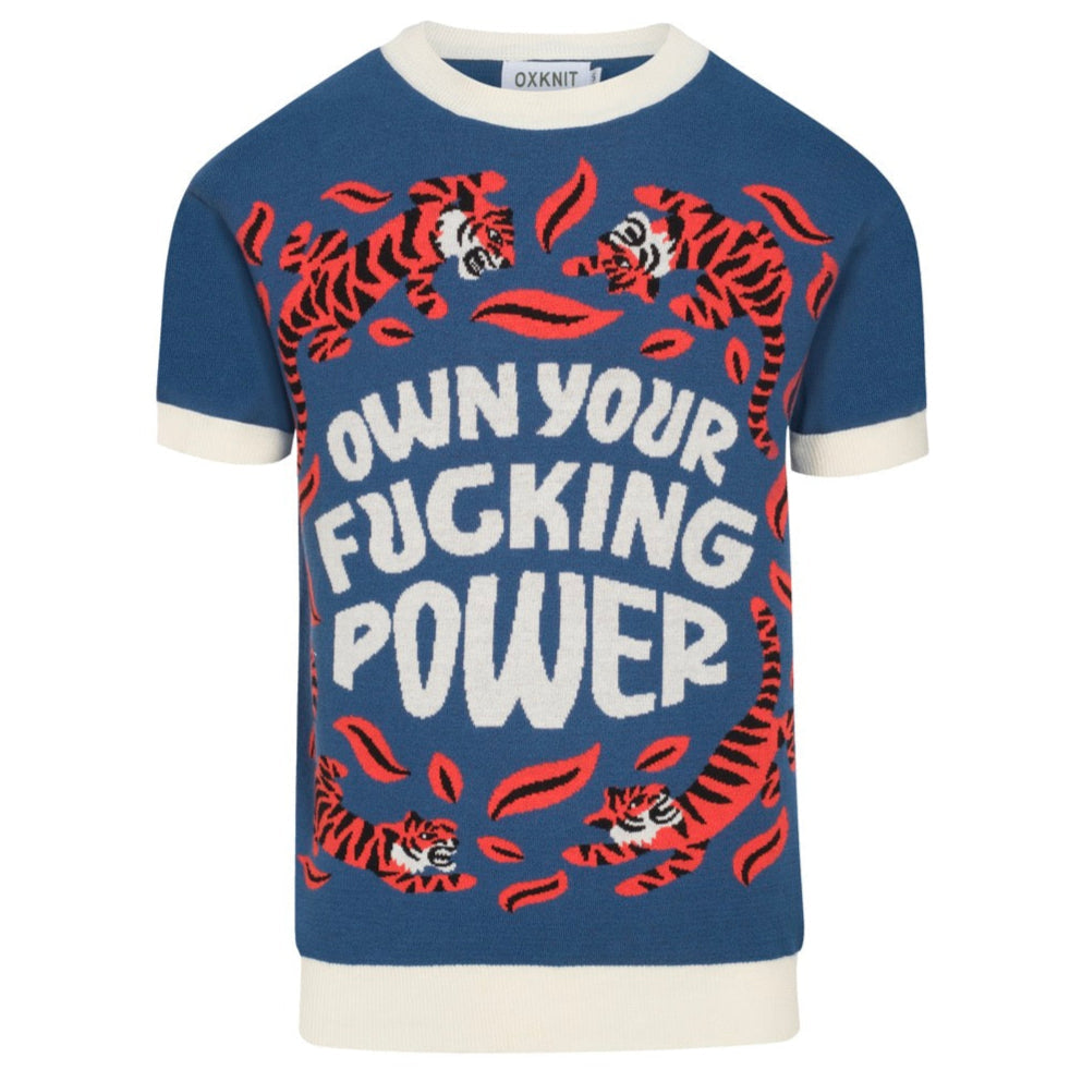 T-shirt en jacquard tricoté bleu pour hommes - Conçu par Jessica Molina