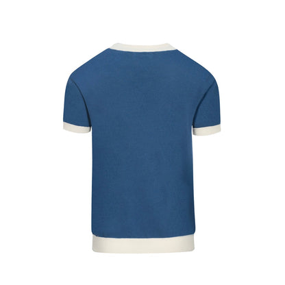 T-shirt en jacquard tricoté bleu pour hommes - Conçu par Jessica Molina