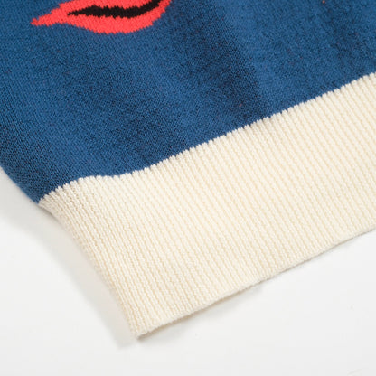 T-shirt en jacquard tricoté bleu pour hommes - Conçu par Jessica Molina