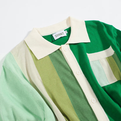 Cardigan tricoté vintage pour hommes, vert