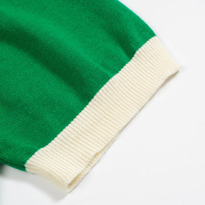 Cardigan tricoté vintage pour hommes, vert