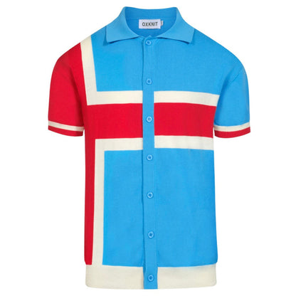 Cardigan en tricot vintage bleu pour homme