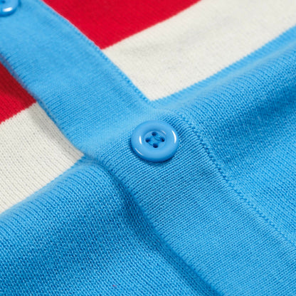 Cardigan en tricot vintage bleu pour homme