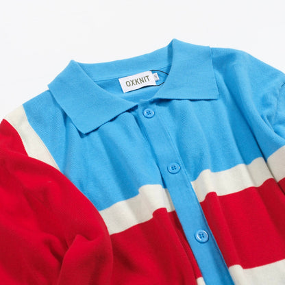 Cardigan en tricot vintage bleu pour homme