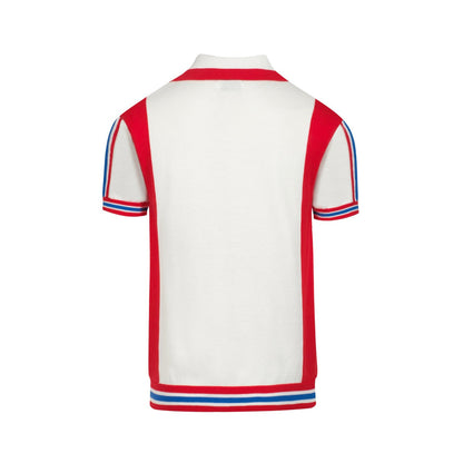 Polo tricoté vintage 69V blanc pour hommes