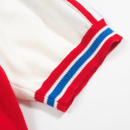 Polo tricoté vintage 69V blanc pour hommes