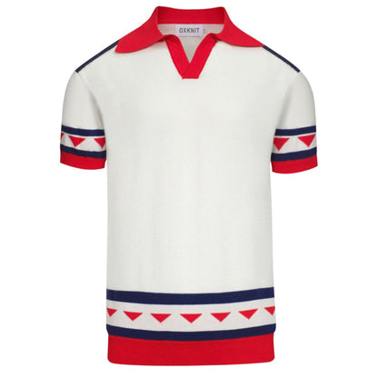 Polo tricoté vintage à col en V pour hommes