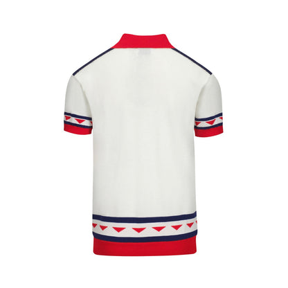 Polo tricoté vintage à col en V pour hommes