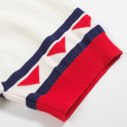 Polo tricoté vintage à col en V pour hommes