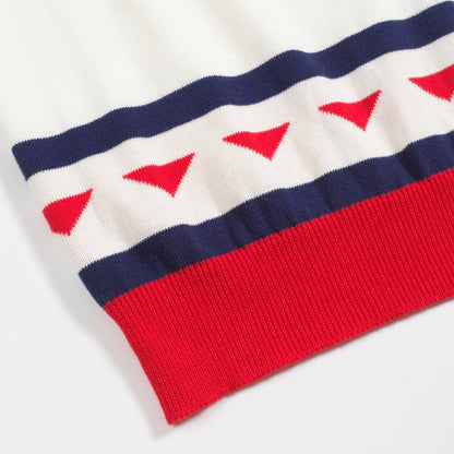 Polo tricoté vintage à col en V pour hommes