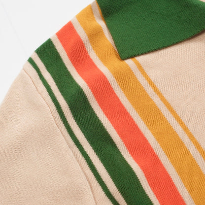 Polo tricoté vintage rayé vert pour homme