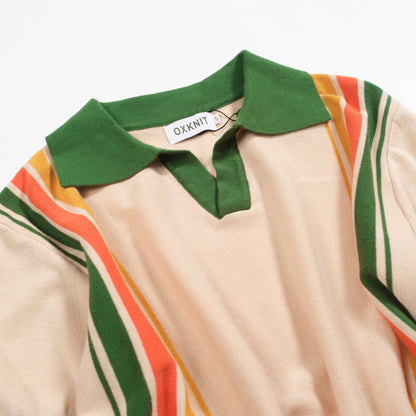 Polo tricoté vintage rayé vert pour homme