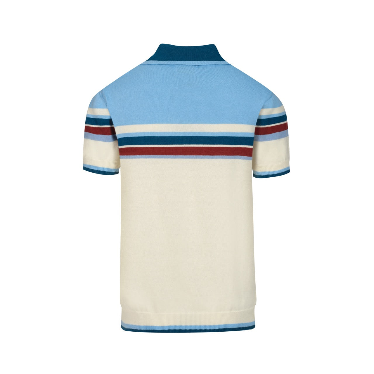 Polo rétro à col en V rayé bleu pour hommes