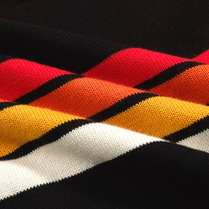 Polo rétro noir à rayures pour hommes