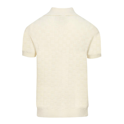 Polo V en texture rétro blanche pour hommes