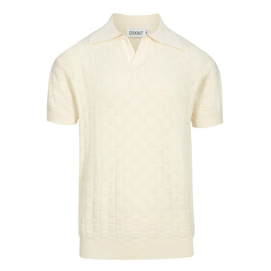 Polo V en texture rétro blanche pour hommes