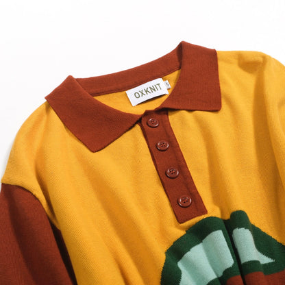 Polo en jacquard auto vintage rouge pour homme