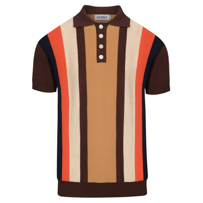 Polo tricoté vintage pour homme marron des années 60