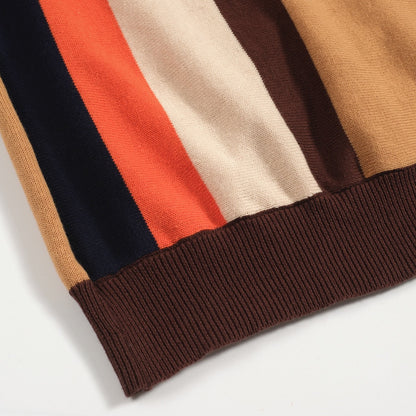 Polo tricoté vintage pour homme marron des années 60