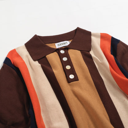 Polo tricoté vintage pour homme marron des années 60