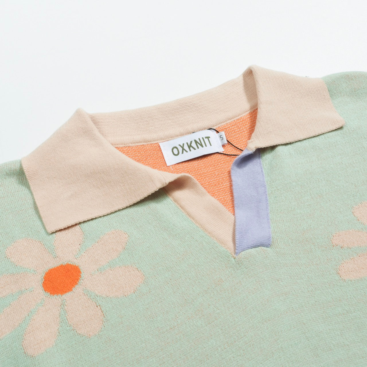 Polo vintage en tricot à col V pour hommes, fleurs vertes