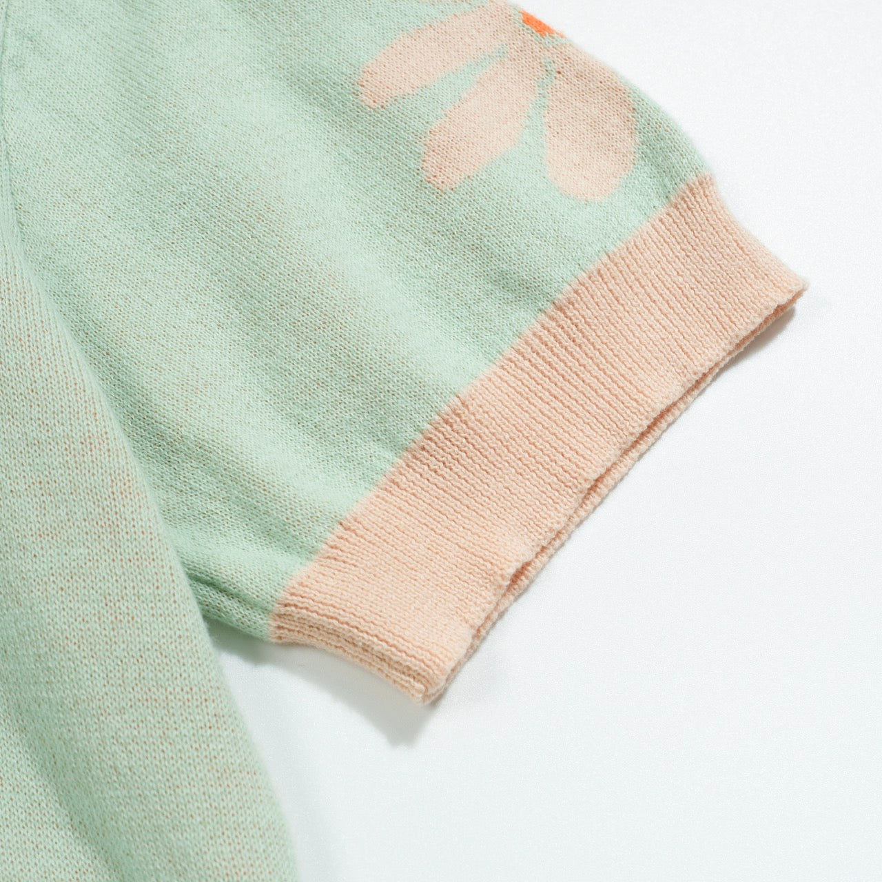 Polo vintage en tricot à col V pour hommes, fleurs vertes